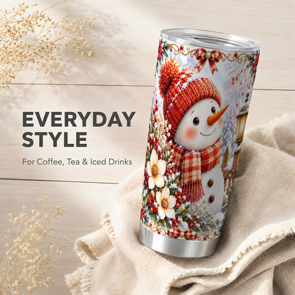 #pl[20oz|Steel] Snowman Tumbler 20oz, Winter Lantern Tumbler, Stainless Steel Travel Cup
