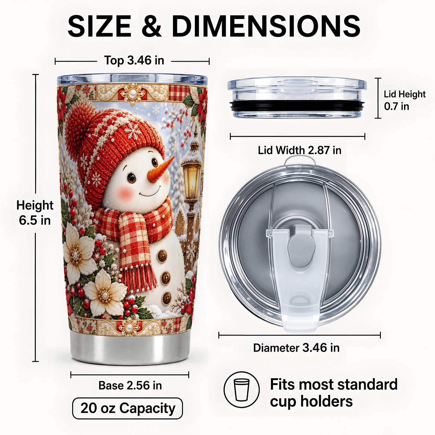 #pl[20oz|Steel] Snowman Tumbler 20oz, Poinsettia Tumbler, Stainless Steel Travel Cup
