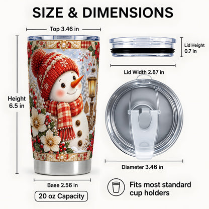 #pl[20oz|Steel] Snowman Tumbler 20oz, Poinsettia Tumbler, Stainless Steel Travel Cup
