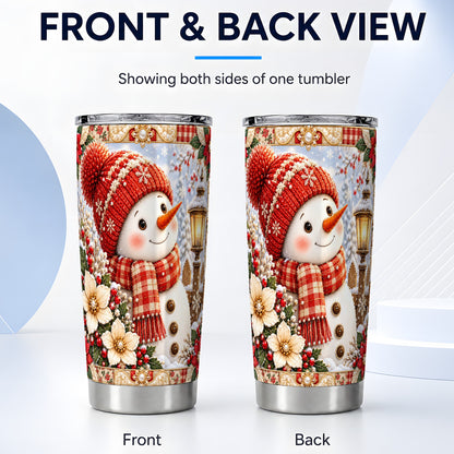 #pl[20oz|Steel] Snowman Tumbler 20oz, Poinsettia Tumbler, Stainless Steel Travel Cup