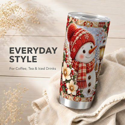 #pl[20oz|Steel] Snowman Tumbler 20oz, Poinsettia Tumbler, Stainless Steel Travel Cup