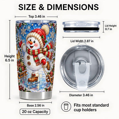#pl[20oz|Steel] Jeweled Snowman Tumbler 20oz, Winter Tumbler, Stainless Steel Travel Cup