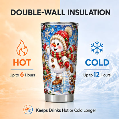 #pl[20oz|Steel] Jeweled Snowman Tumbler 20oz, Winter Tumbler, Stainless Steel Travel Cup