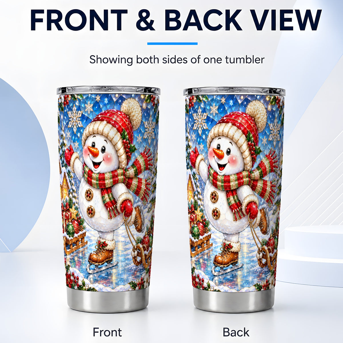 #pl[20oz|Steel] Jeweled Snowman Tumbler 20oz, Winter Tumbler, Stainless Steel Travel Cup