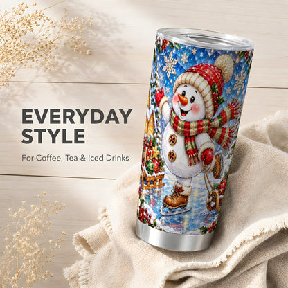 #pl[20oz|Steel] Jeweled Snowman Tumbler 20oz, Winter Tumbler, Stainless Steel Travel Cup