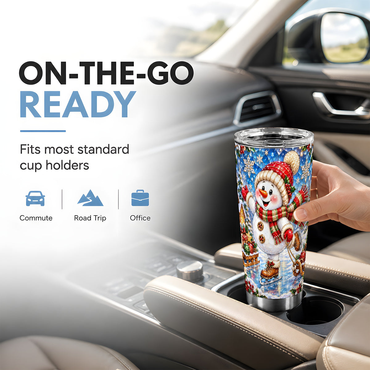 #pl[20oz|Steel] Jeweled Snowman Tumbler 20oz, Winter Tumbler, Stainless Steel Travel Cup
