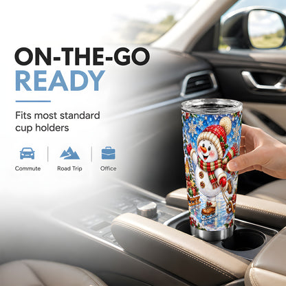 #pl[20oz|Steel] Jeweled Snowman Tumbler 20oz, Winter Tumbler, Stainless Steel Travel Cup