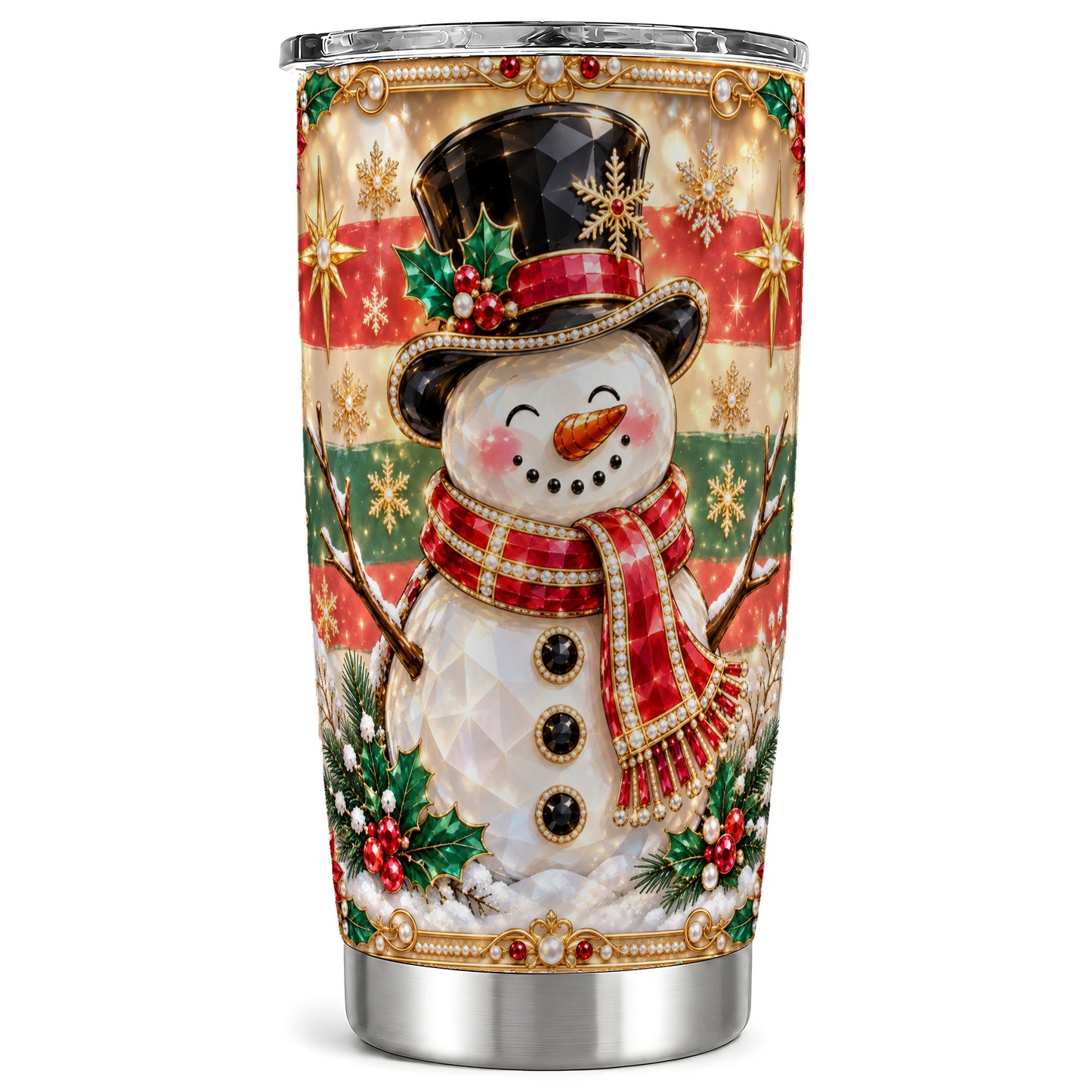 Top Hat Snowman Tumbler 20oz, Winter Tumbler, Stainless Steel Travel Cup