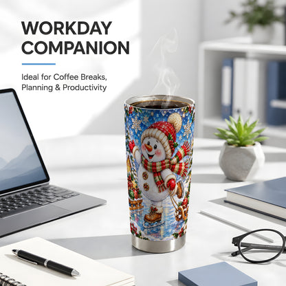 #pl[20oz|Steel] Jeweled Snowman Tumbler 20oz, Winter Tumbler, Stainless Steel Travel Cup