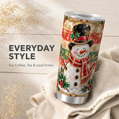 #pl[20oz|Steel] Top Hat Snowman Tumbler 20oz, Winter Tumbler, Stainless Steel Travel Cup