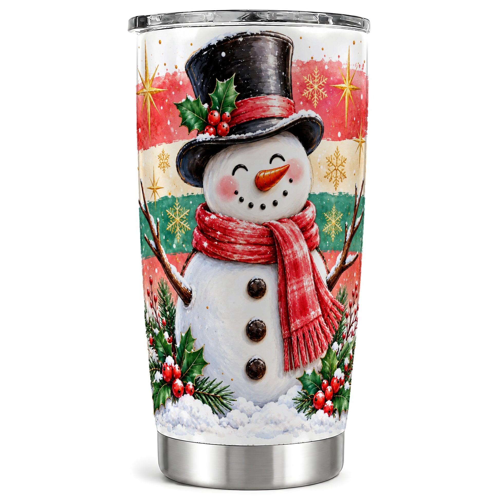 Top Hat Snowman Tumbler 20oz, Winter Tumbler, Stainless Steel Travel Cup