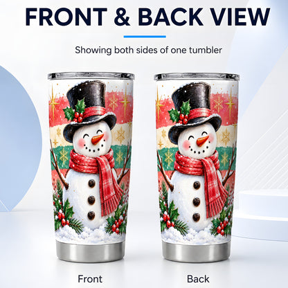 #pl[20oz|Steel] Top Hat Snowman Tumbler 20oz, Winter Tumbler, Stainless Steel Travel Cup