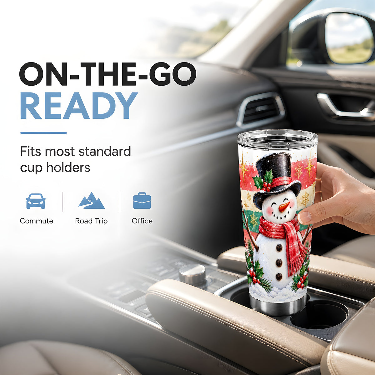 #pl[20oz|Steel] Top Hat Snowman Tumbler 20oz, Winter Tumbler, Stainless Steel Travel Cup
