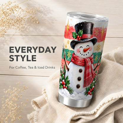 #pl[20oz|Steel] Top Hat Snowman Tumbler 20oz, Winter Tumbler, Stainless Steel Travel Cup