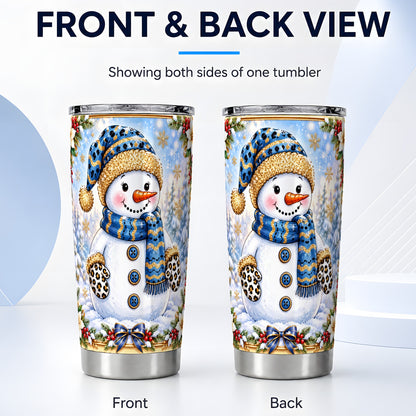 #pl[20oz|Steel] Leopard Snowman Tumbler 20oz, Winter Tumbler, Stainless Steel Travel Cup