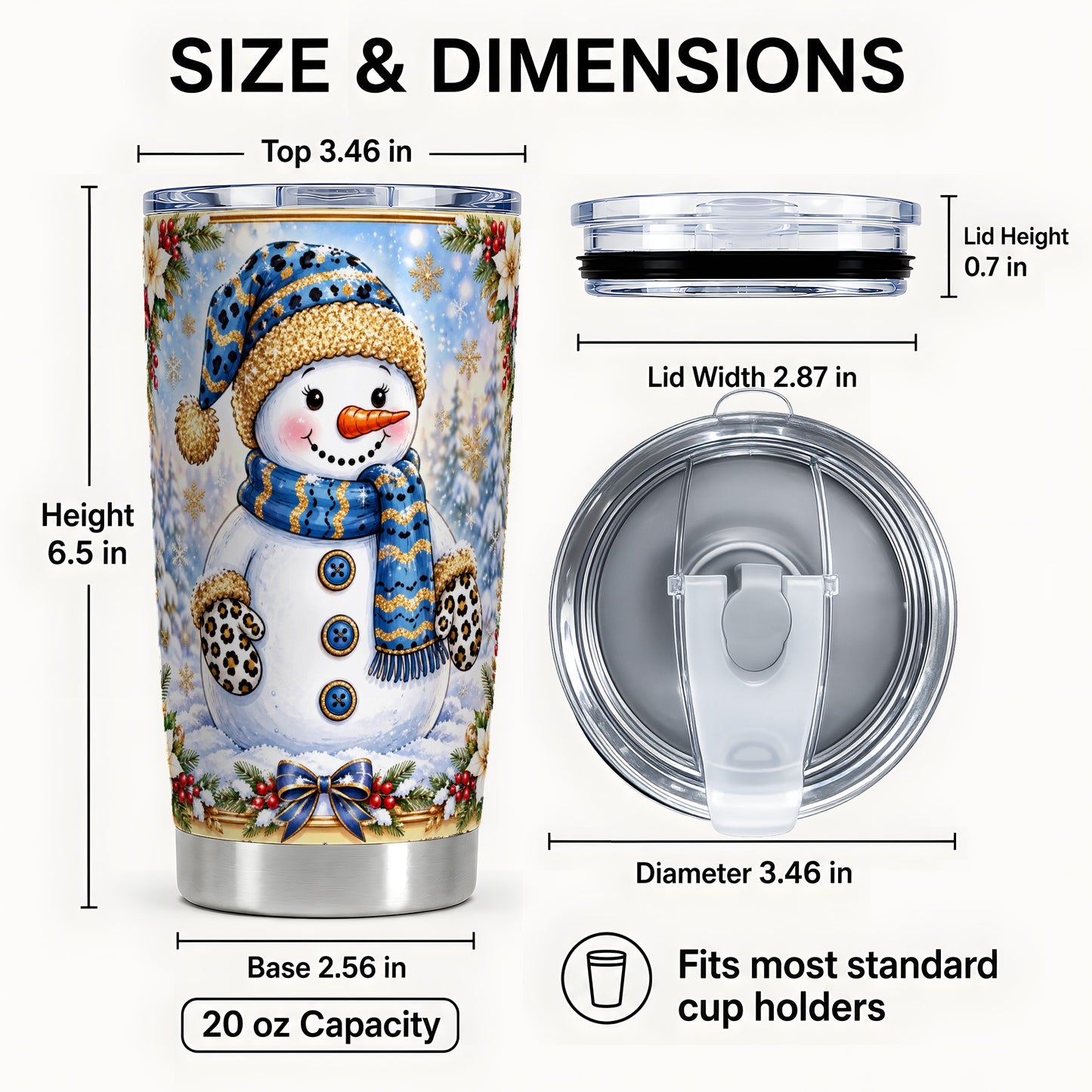 #pl[20oz|Steel] Leopard Snowman Tumbler 20oz, Winter Tumbler, Stainless Steel Travel Cup