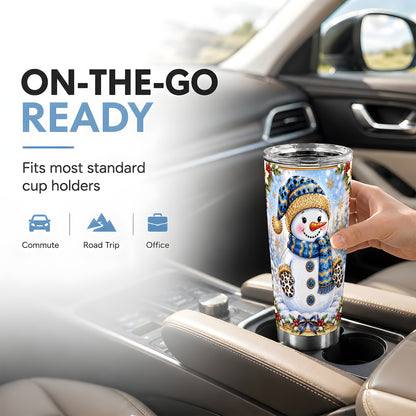 #pl[20oz|Steel] Leopard Snowman Tumbler 20oz, Winter Tumbler, Stainless Steel Travel Cup