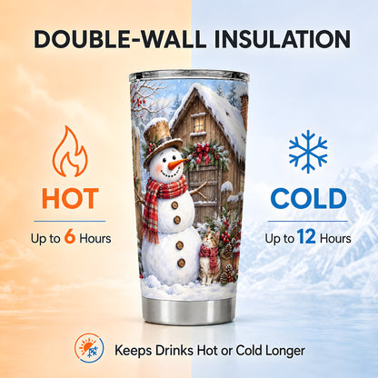 #pl[20oz|Steel] Snowman Cat Tumbler 20oz, Winter Tumbler, Stainless Steel Travel Cup