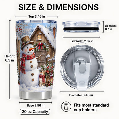 #pl[20oz|Steel] Snowman Cat Tumbler 20oz, Winter Tumbler, Stainless Steel Travel Cup