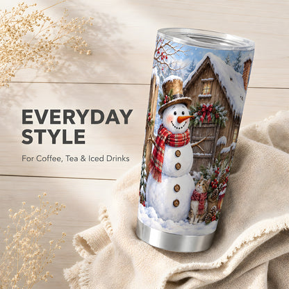 #pl[20oz|Steel] Snowman Cat Tumbler 20oz, Winter Tumbler, Stainless Steel Travel Cup