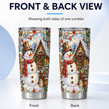 #pl[20oz|Steel] Snowman Cabin Tumbler 20oz, Winter Tumbler, Stainless Steel Travel Cup