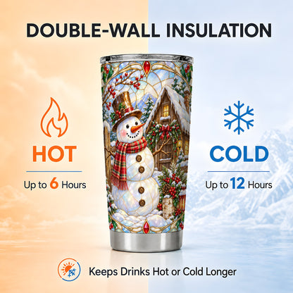 #pl[20oz|Steel] Snowman Cabin Tumbler 20oz, Winter Tumbler, Stainless Steel Travel Cup