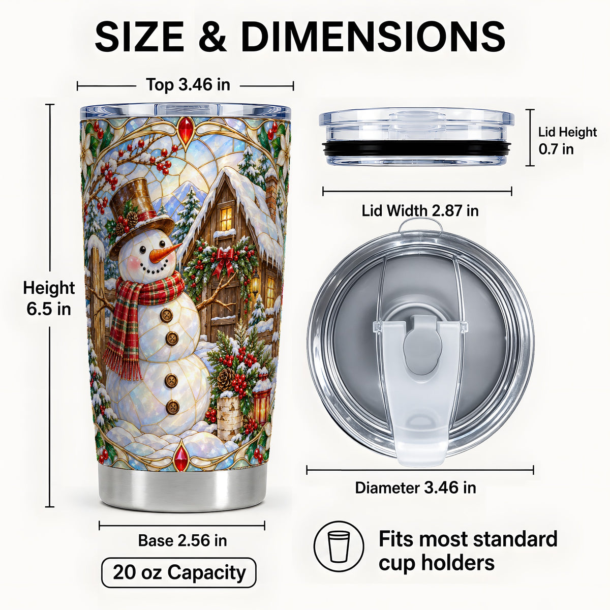 #pl[20oz|Steel] Snowman Cabin Tumbler 20oz, Winter Tumbler, Stainless Steel Travel Cup