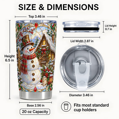 #pl[20oz|Steel] Snowman Cabin Tumbler 20oz, Winter Tumbler, Stainless Steel Travel Cup
