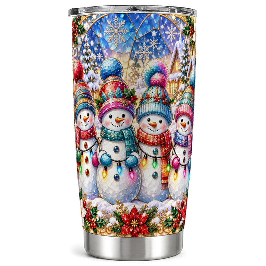 Snowman Family Tumbler 20oz, Winter Tumbler, Stainless Steel Travel Cup