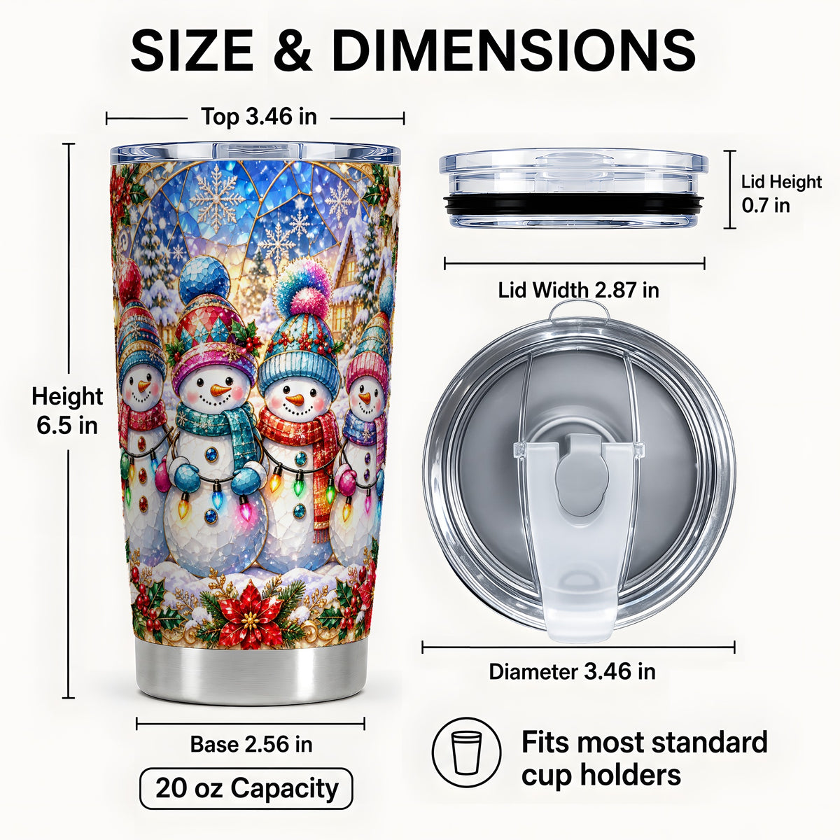 #pl[20oz|Steel] Snowman Family Tumbler 20oz, Winter Tumbler, Stainless Steel Travel Cup