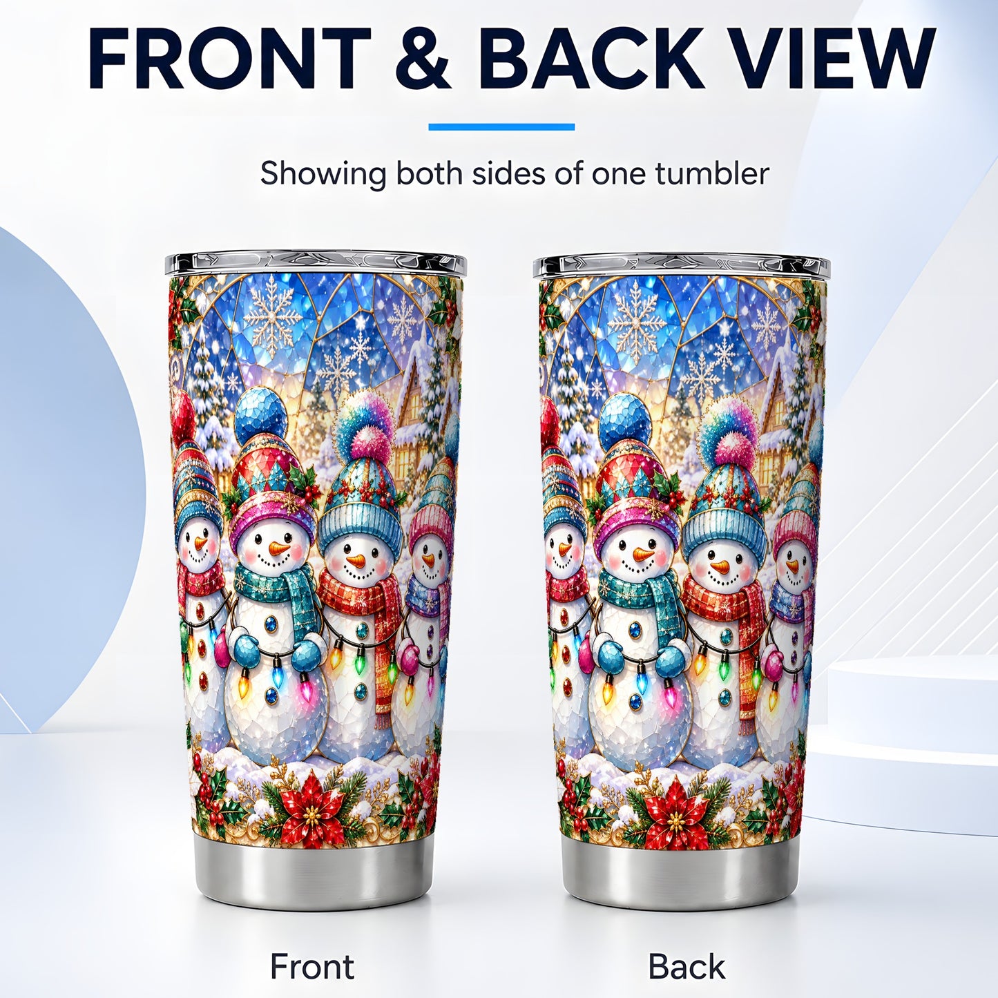#pl[20oz|Steel] Snowman Family Tumbler 20oz, Winter Tumbler, Stainless Steel Travel Cup