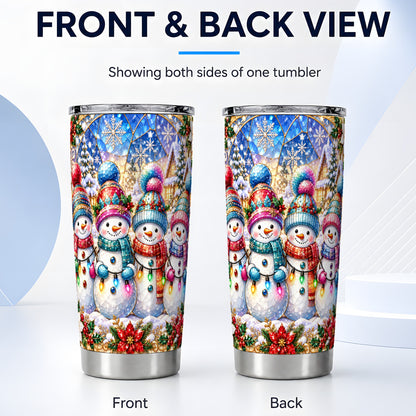 #pl[20oz|Steel] Snowman Family Tumbler 20oz, Winter Tumbler, Stainless Steel Travel Cup