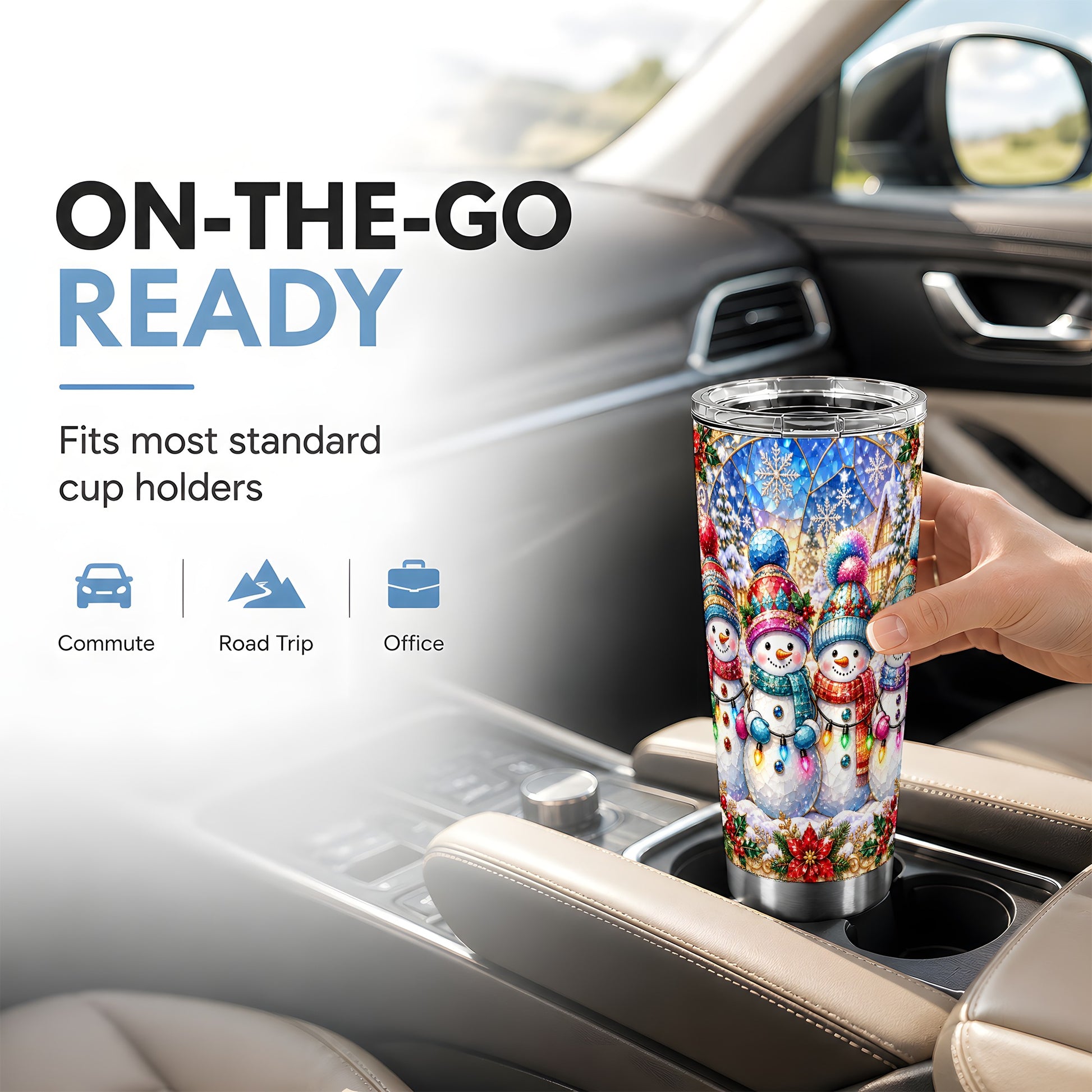 #pl[20oz|Steel] Snowman Family Tumbler 20oz, Winter Tumbler, Stainless Steel Travel Cup