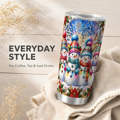 #pl[20oz|Steel] Snowman Family Tumbler 20oz, Winter Tumbler, Stainless Steel Travel Cup