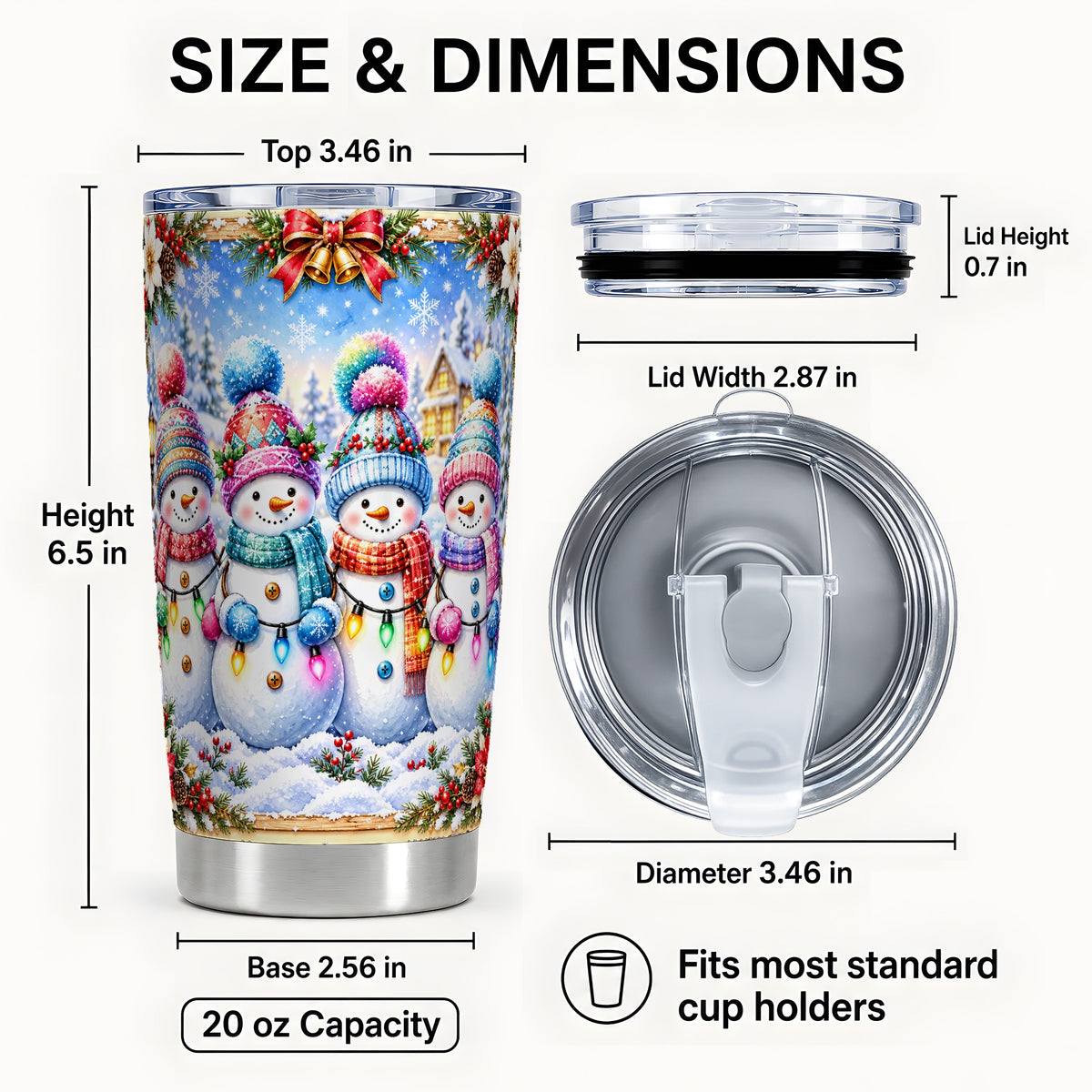 #pl[20oz|Steel] Snowman Friends Tumbler 20oz, Winter Tumbler, Stainless Steel Travel Cup