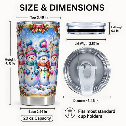 #pl[20oz|Steel] Snowman Friends Tumbler 20oz, Winter Tumbler, Stainless Steel Travel Cup