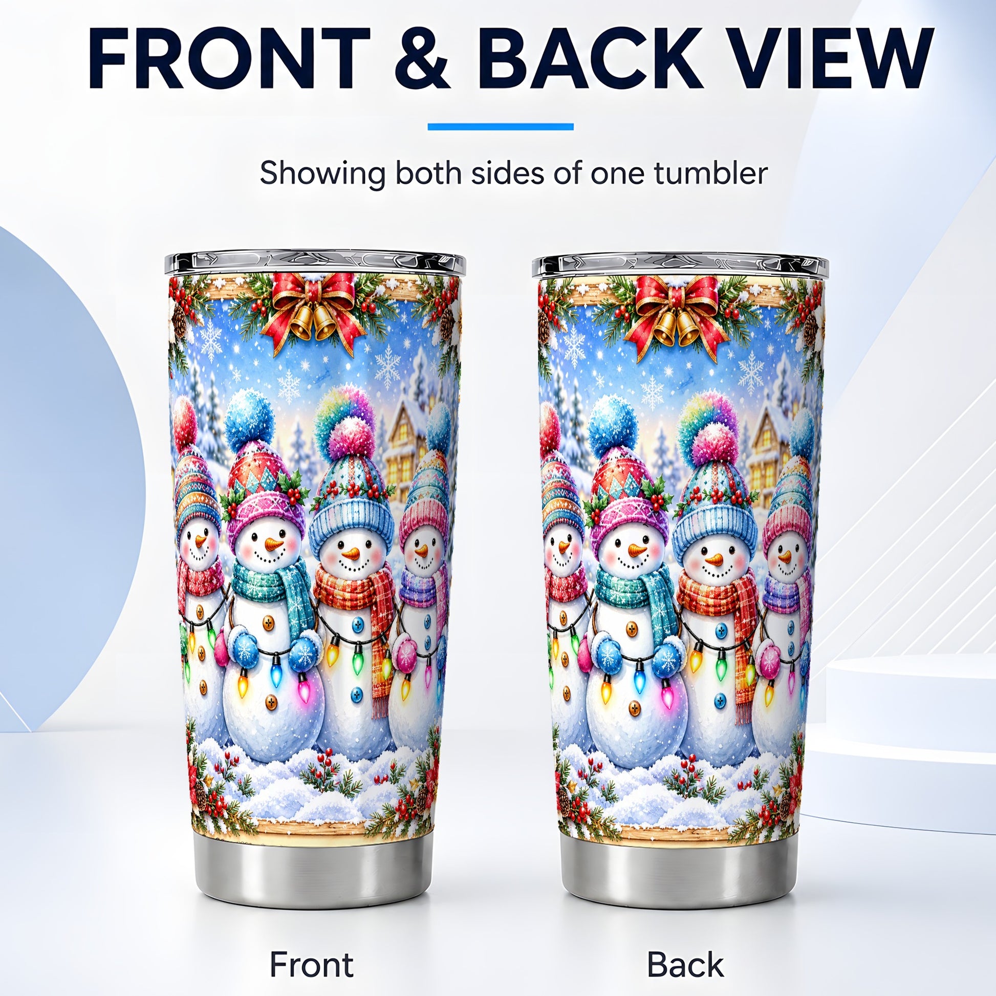 #pl[20oz|Steel] Snowman Friends Tumbler 20oz, Winter Tumbler, Stainless Steel Travel Cup