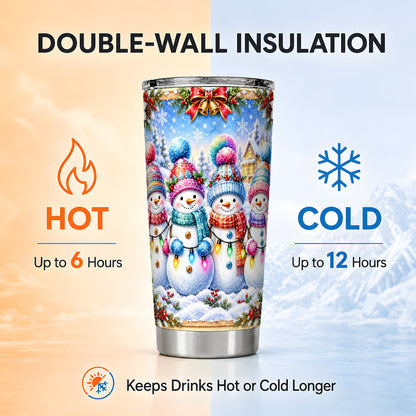 #pl[20oz|Steel] Snowman Friends Tumbler 20oz, Winter Tumbler, Stainless Steel Travel Cup