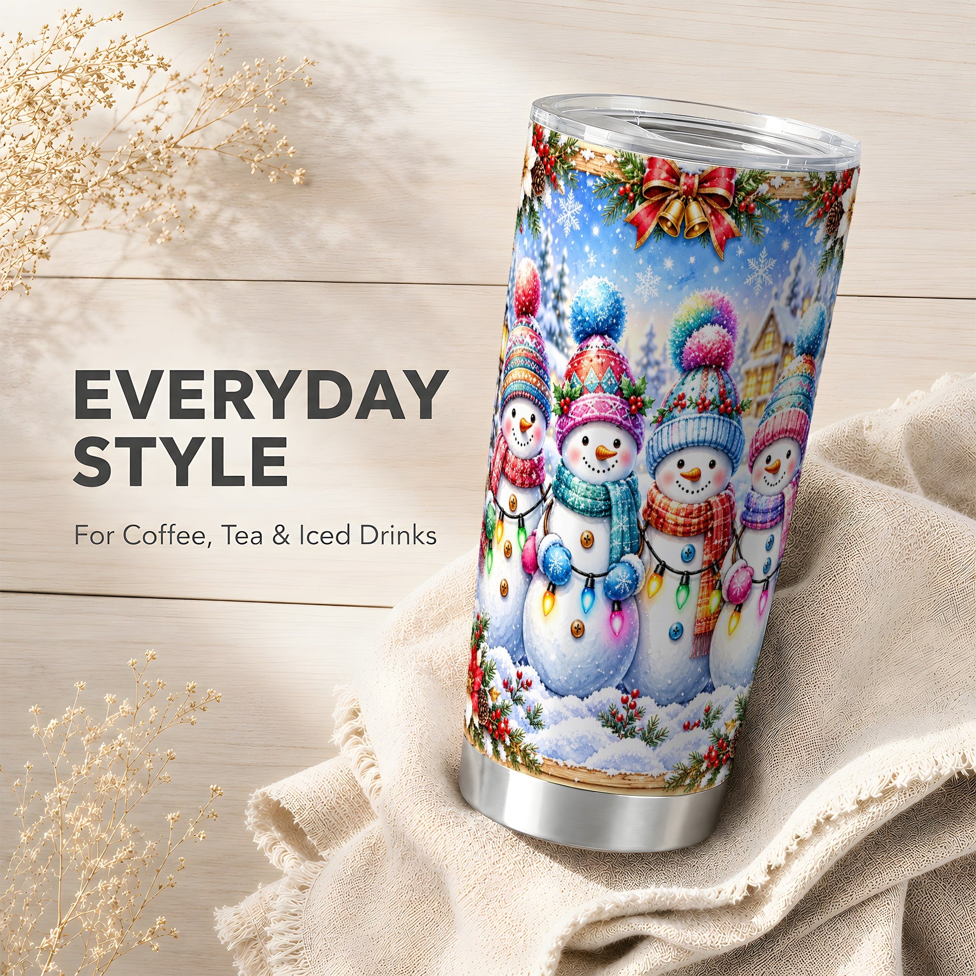#pl[20oz|Steel] Snowman Friends Tumbler 20oz, Winter Tumbler, Stainless Steel Travel Cup