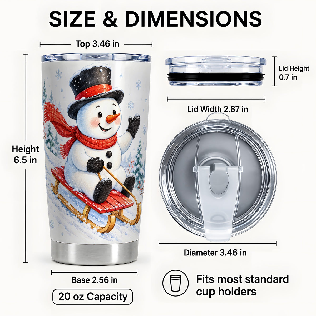 #pl[20oz|Steel] Sledding Snowman Tumbler 20oz, Winter Tumbler, Stainless Steel Travel Cup