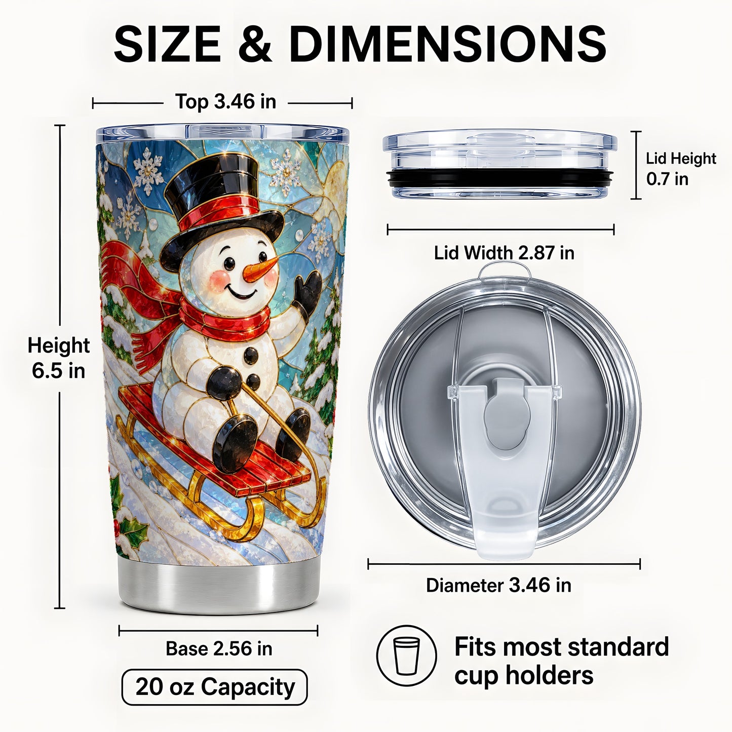 #pl[20oz|Steel] Snowman Tumbler 20oz, Winter Sledding Tumbler, Stainless Steel Travel Cup