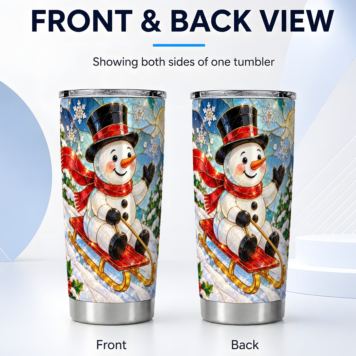 #pl[20oz|Steel] Snowman Tumbler 20oz, Winter Sledding Tumbler, Stainless Steel Travel Cup