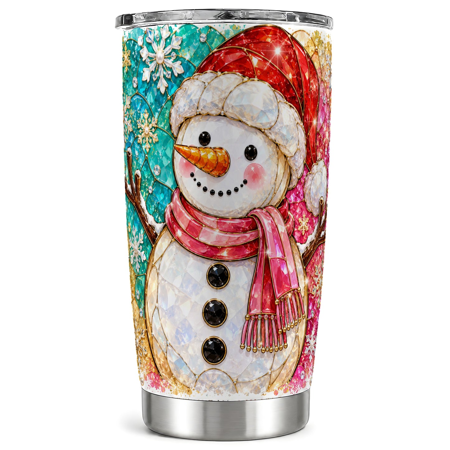 Jeweled Snowman Tumbler 20oz, Winter Tumbler, Stainless Steel Travel Cup
