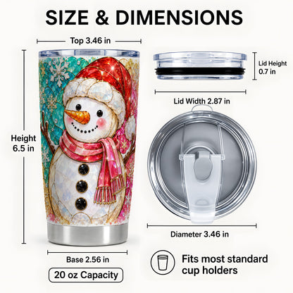 #pl[20oz|Steel] Jeweled Snowman Tumbler 20oz, Winter Tumbler, Stainless Steel Travel Cup