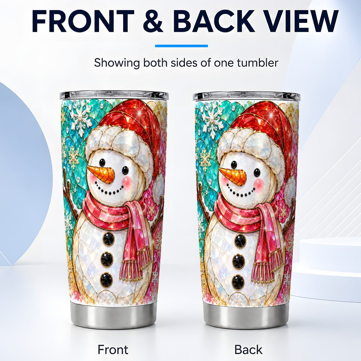 #pl[20oz|Steel] Jeweled Snowman Tumbler 20oz, Winter Tumbler, Stainless Steel Travel Cup