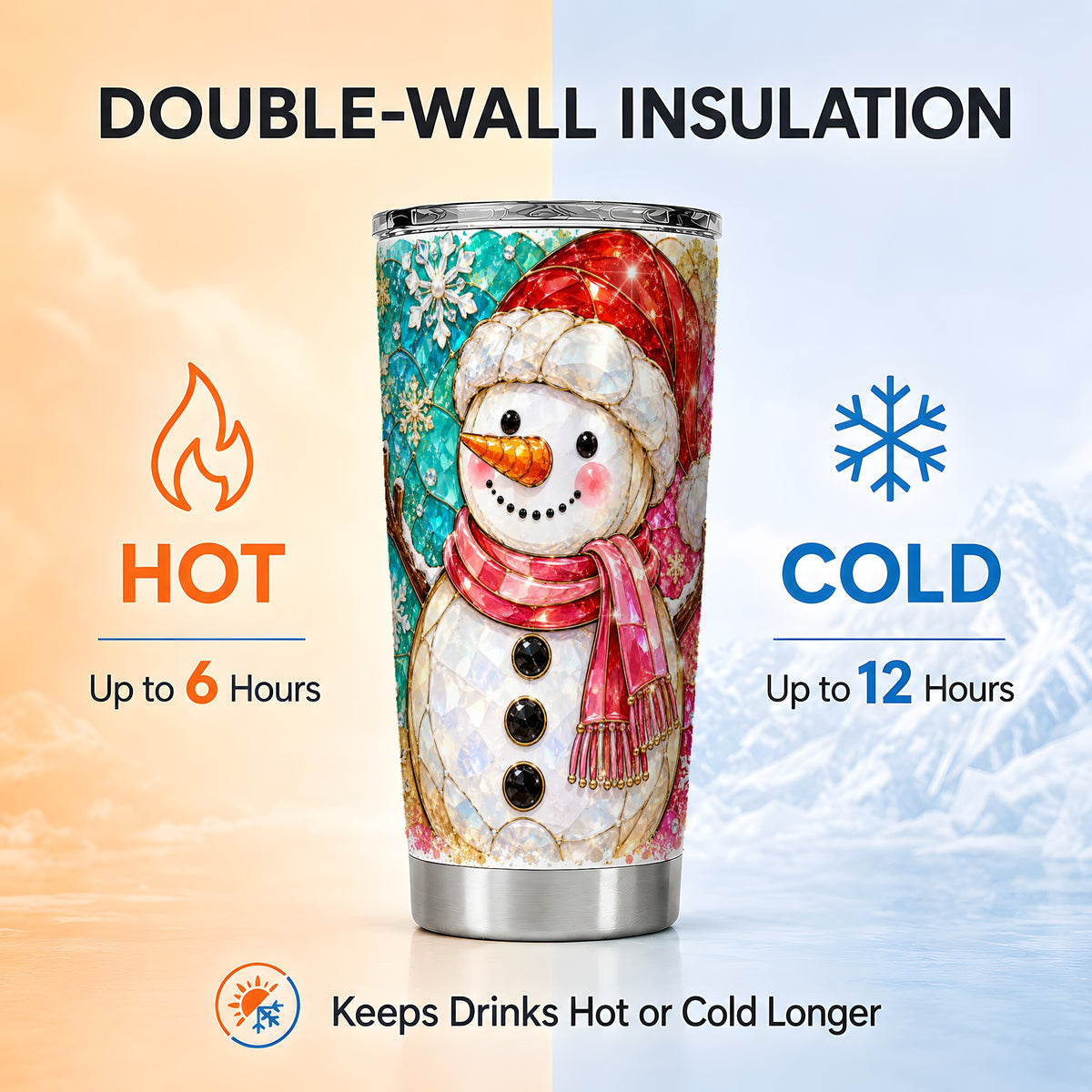 #pl[20oz|Steel] Jeweled Snowman Tumbler 20oz, Winter Tumbler, Stainless Steel Travel Cup