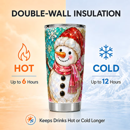 #pl[20oz|Steel] Jeweled Snowman Tumbler 20oz, Winter Tumbler, Stainless Steel Travel Cup