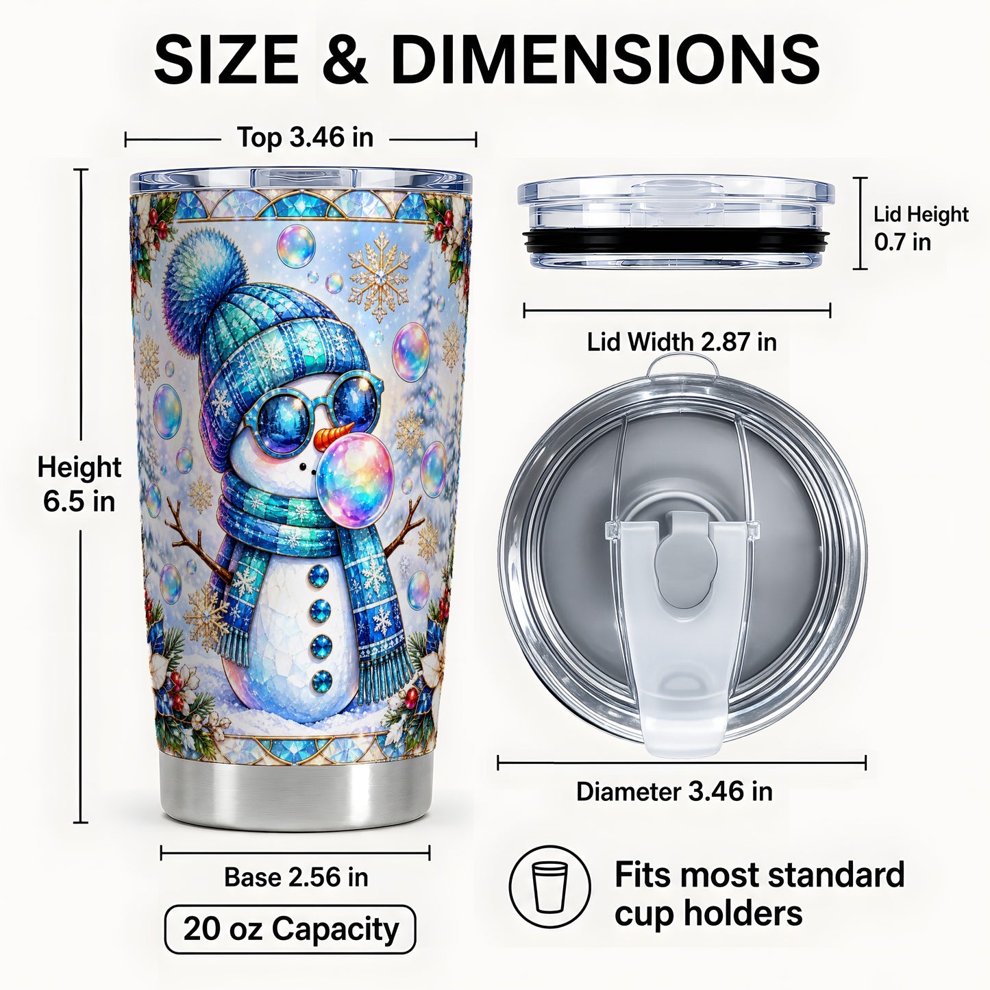 #pl[20oz|Steel] Blue Snowman Tumbler 20oz, Winter Tumbler, Stainless Steel Travel Cup