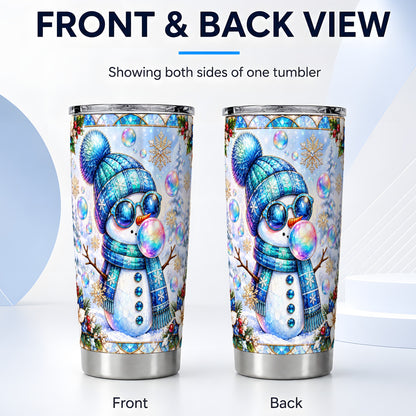 #pl[20oz|Steel] Blue Snowman Tumbler 20oz, Winter Tumbler, Stainless Steel Travel Cup