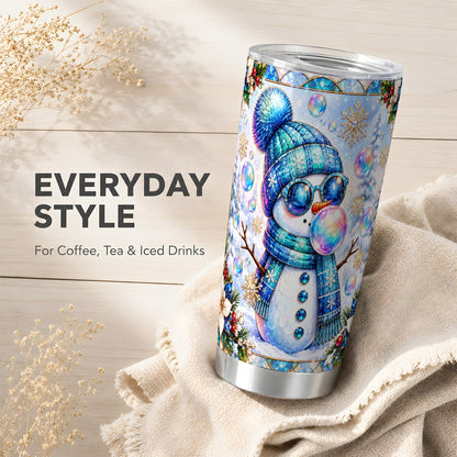 #pl[20oz|Steel] Blue Snowman Tumbler 20oz, Winter Tumbler, Stainless Steel Travel Cup